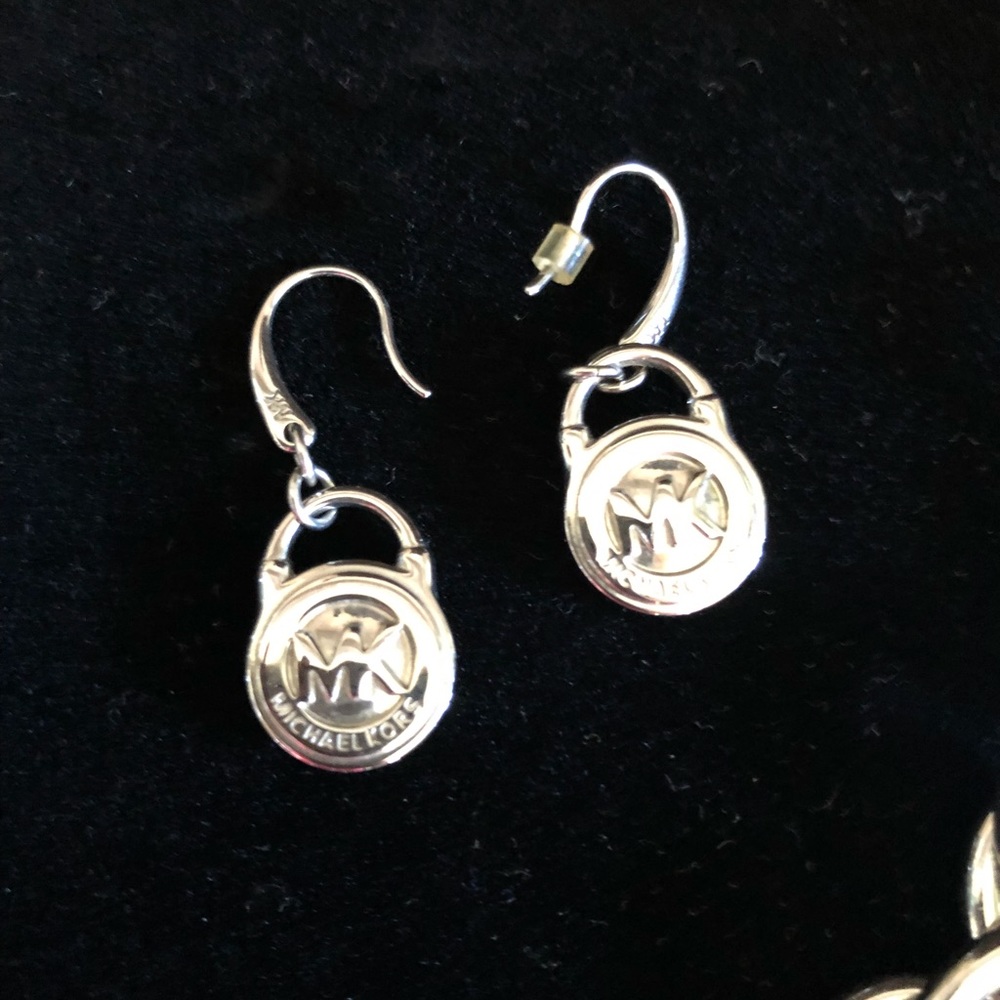 Michael Kors Authentic Silver Logo Earrings